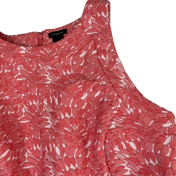 Ann Taylor Coral Textured Lace Embroidered Dress Sz 14 - Picture 7 of 14